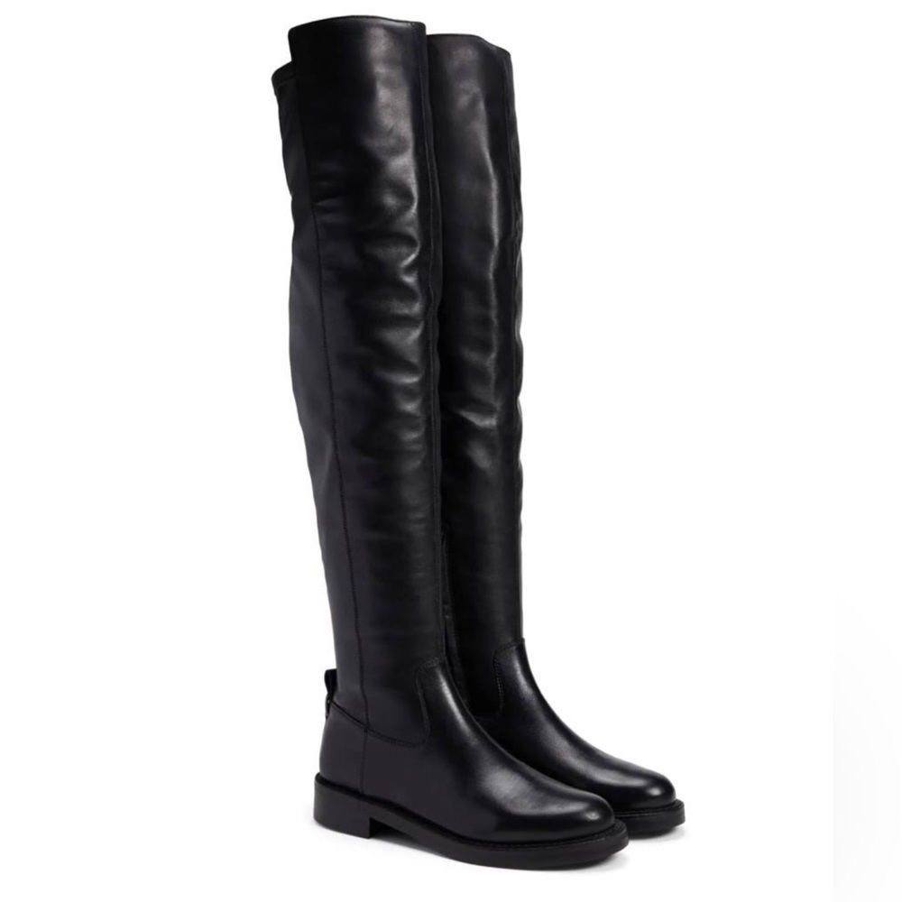 Sam Edelman Narisa Over The Knee Boots Black Leather Low Heel Classic! Size 6.5
